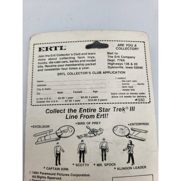 Star Trek III - Scotty Action Figure - ERTL 1984 NEW ON CARD - Picture 13 of 13